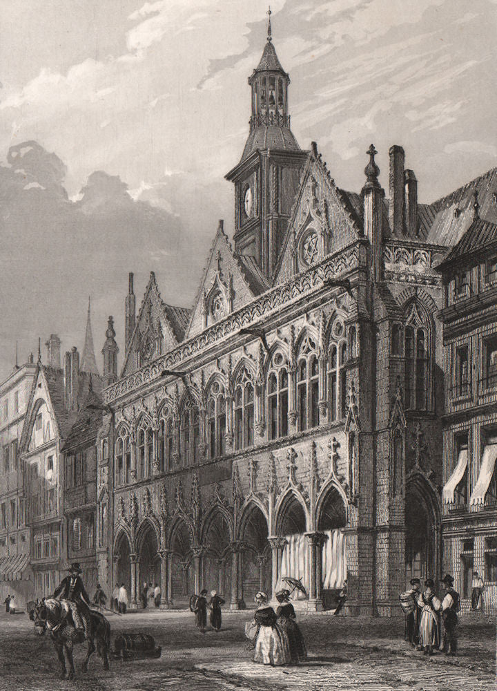 HÔTEL DE VILLE DE ST. QUENTIN. Aisne 1844 old antique vintage print picture